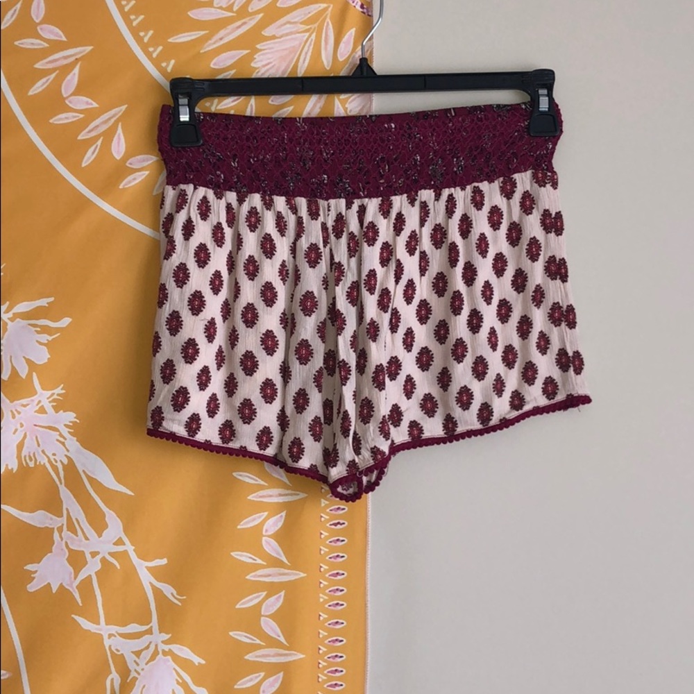Red Patterned  Shorts